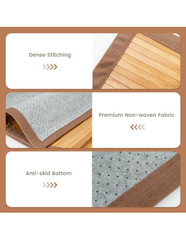 Alfombra de Bambú COSTWAY 1.52m x 2.44m Antideslizante Natural