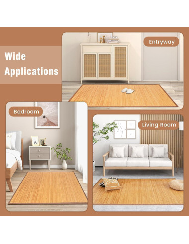 Alfombra de Bambú COSTWAY 1.52m x 2.44m Antideslizante Natural