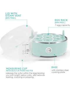 Cocedor de Huevos Eléctrico Elite Gourmet EGC115M Verde 7 Huevos 2