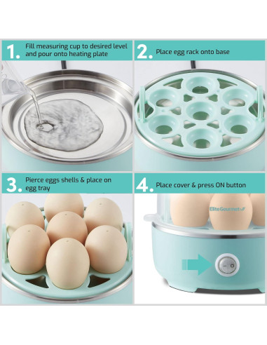 Cocedor de Huevos Eléctrico Elite Gourmet EGC115M Verde 7 Huevos
