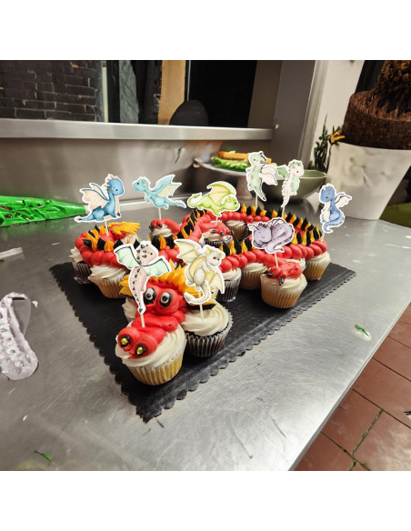 Toppers de Cupcake de Dragón Ephlyn - 36 Piezas Decorativas