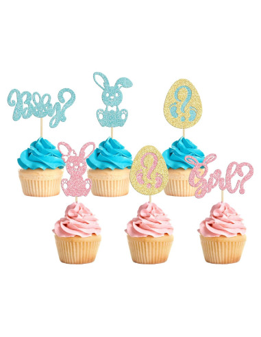 24 Toppers de Cupcake Revelación de Género Ephlyn - Pascua