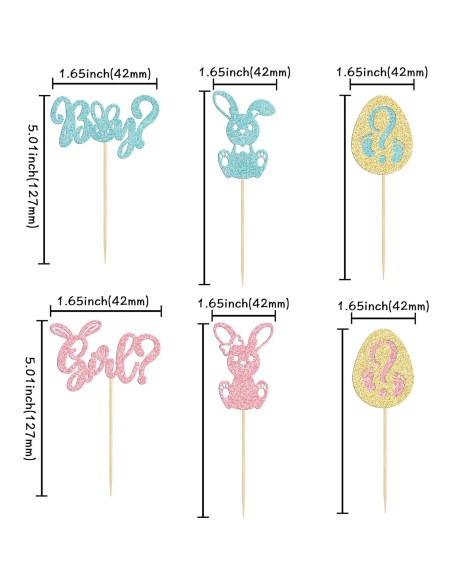 24 Toppers de Cupcake Revelación de Género Ephlyn - Pascua