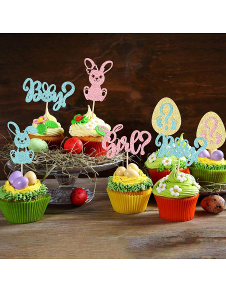24 Toppers de Cupcake Revelación de Género Ephlyn - Pascua