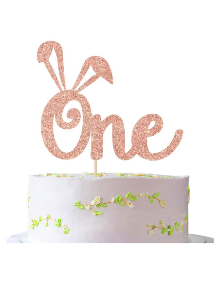 Adorno de pastel con orejas de conejo Jenrtvis 14.2 cm dorado rosa