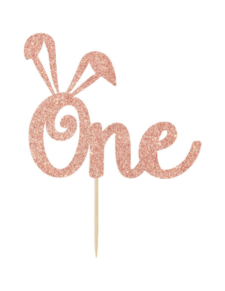 Adorno de pastel con orejas de conejo Jenrtvis 14.2 cm dorado rosa