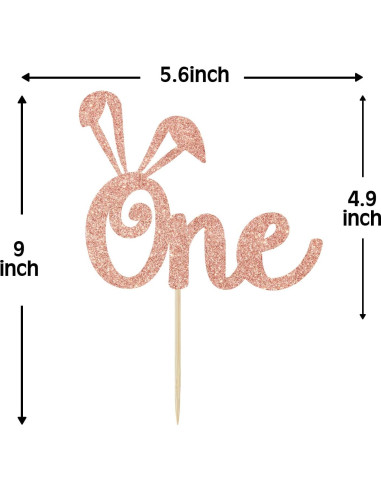 Adorno de pastel con orejas de conejo Jenrtvis 14.2 cm dorado rosa