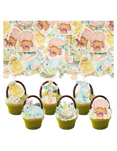 48 Piezas Decoraciones Comestibles de Cupcake Gyufise Pascua