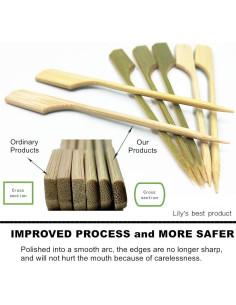 Palillos de Bambú HOPELF 11.94 cm para Cócteles y Snacks - 100 Unidades 2