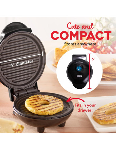Grill Portátil DASH Mini Maker 350W Antiadherente Negro
