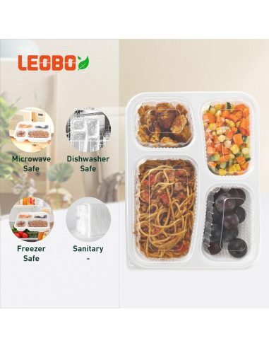 Contenedor de Comida LEOBOX 40 Piezas 1006 ml 4 Compartimentos