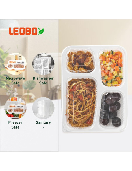 Contenedor de Comida LEOBOX 40 Piezas 1006 ml 4 Compartimentos