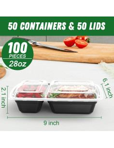 Contenedores de Comida Reutilizables Dealusy 28 oz 50 Piezas 2