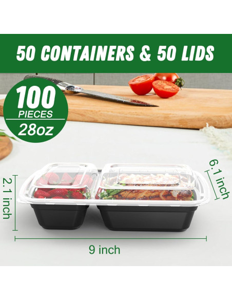 Contenedores de Comida Reutilizables Dealusy 28 oz 50 Piezas