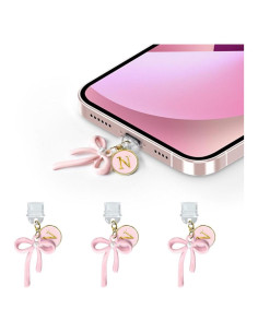 3 Tapones de Polvo USB C con Lazo Rosa EJU para iPhone 15/16