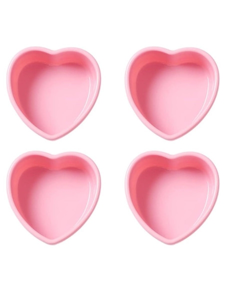 Juego de Moldes de Silicona Antiadherentes REKIDOOL 4 Pzas Corazón
