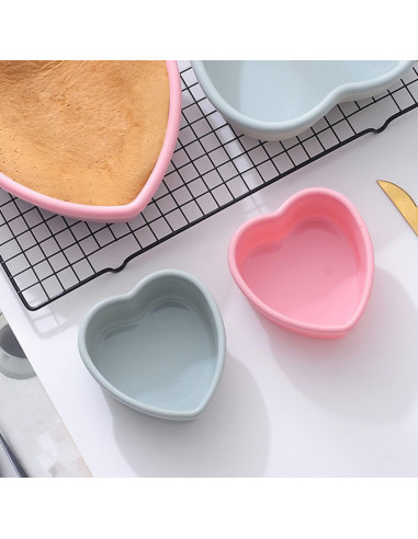 Juego de Moldes de Silicona Antiadherentes REKIDOOL 4 Pzas Corazón