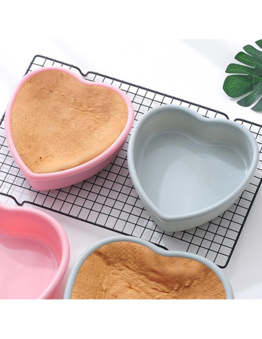 Juego de Moldes de Silicona Antiadherentes REKIDOOL 4 Pzas Corazón