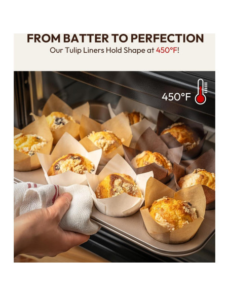 Forros para Cupcakes Tulipán OvenDelite, 200 Piezas, Papel Pergamino Natural