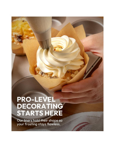 Forros para Cupcakes Tulipán OvenDelite, 200 Piezas, Papel Pergamino Natural