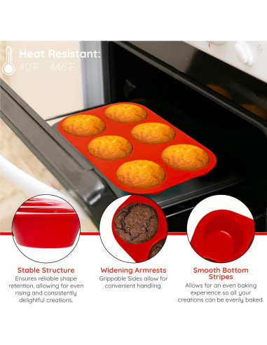 Molde de Muffin Jumbo de Silicona 6 Tazas - Diseños de Silicona