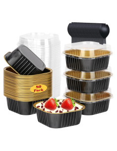 Mini Moldes para Pasteles LNYZQUS 10oz 80paquete con Tapas