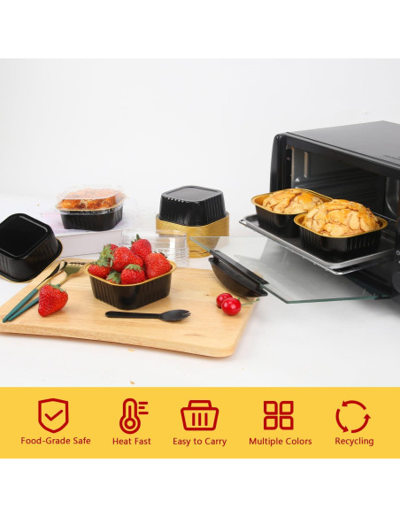 Mini Moldes para Pasteles LNYZQUS 10oz 80paquete con Tapas