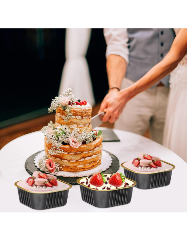 Mini Moldes para Pasteles LNYZQUS 10oz 80paquete con Tapas