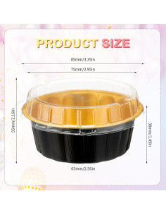 Paquete de 100 Ramekins Desechables Tessco 236.6 ml Aluminio 2