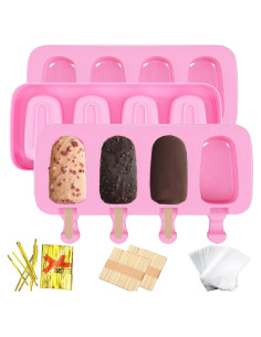 Juego de Moldes de Paletas de Silicona BZIDII Rosa 3 Piezas