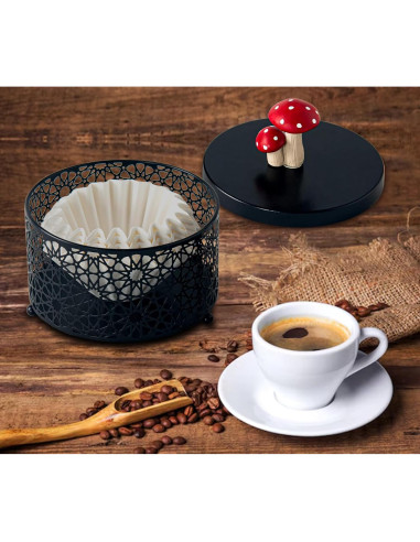 Soporte de Filtros de Café dgudgu - Acero Negro 16.7x17x12.5 cm