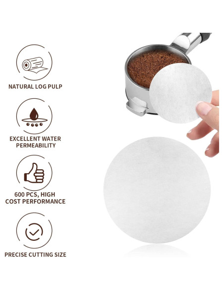 500 Filtros de Papel para Espresso Brikinte 54mm Sin Blanquear