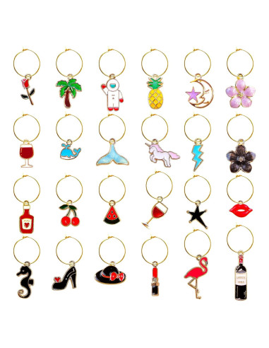 24 Encantos de Vidrio para Copas de Vino Macepason - Multicolor