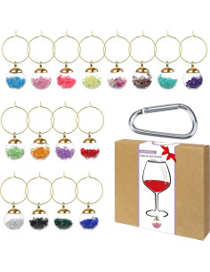 Marcadores de Copas de Vino de Vidrio - 16 Encantos de Joyería 2