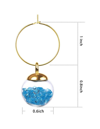 Marcadores de Copas de Vino de Vidrio - 16 Encantos de Joyería
