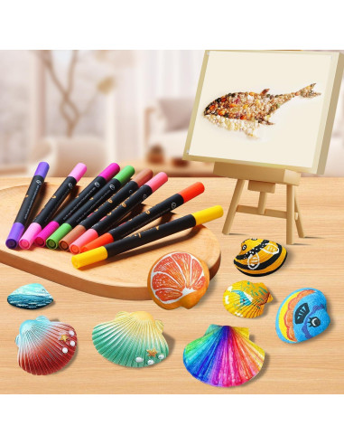 Marcadores de Pintura Acrílica Droaful, 20 Colores Doble Punta