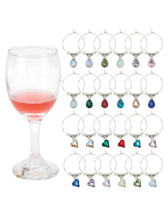 Set de 24 Marcadores de Copas de Vino FREEBLOSS con Cristales