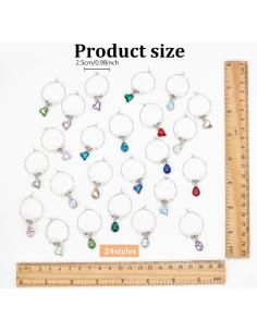 Set de 24 Marcadores de Copas de Vino FREEBLOSS con Cristales 2