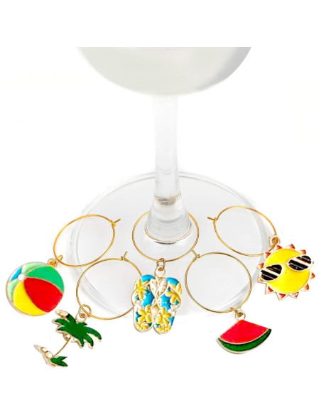 17 Piezas Encantos para Copas de Vino Verano Playa 17 Piezas Encantos para Copas de Vino Verano Playa