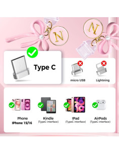 3 Tapones de Polvo USB C con Lazo Rosa EJU para iPhone 15/16 2