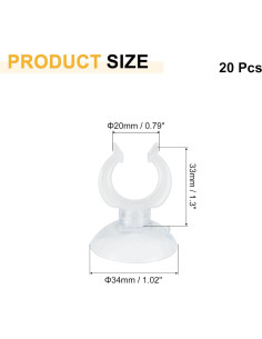 Clips de Ventosa para Acuario uxcell 20 Pcs 17 mm Transparente 2