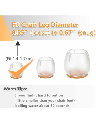 Tapones para patas de silla JoyLionKay 32 piezas 1.4-1.7 cm