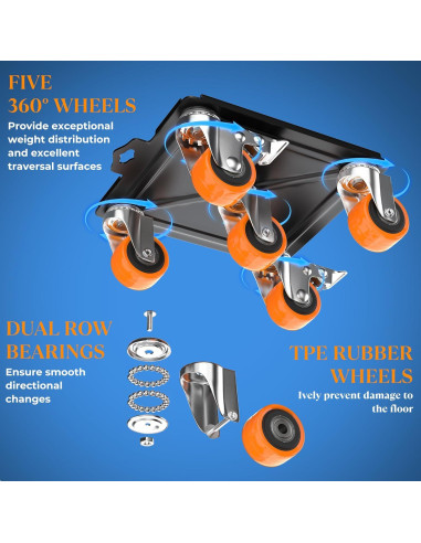 Carro de Mudanza VALTAVO 2000 lb con 5 Ruedas y Elevador