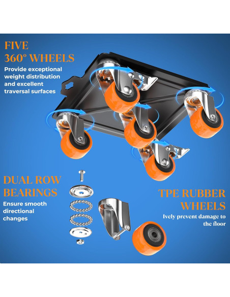 Carro de Mudanza VALTAVO 2000 lb con 5 Ruedas y Elevador