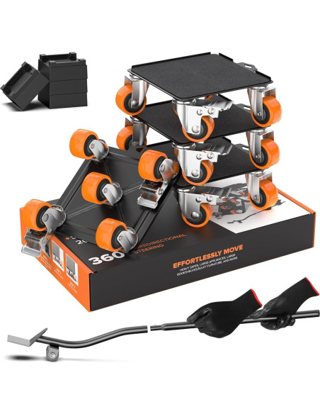 Carro de Mudanza VALTAVO 2000 lb con 5 Ruedas y Elevador