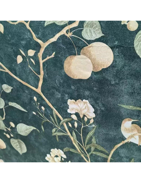 Papel de forro autoadhesivo HOYOYO verde con flores y pájaros 45x300cm Papel de forro autoadhesivo HOYOYO verde con flores y pájaros 45x300cm