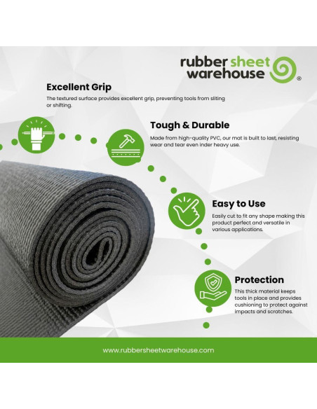 Alfombrilla Antideslizante Rubber Sheet 40x183 cm PVC Negro