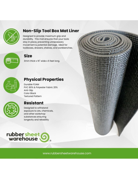 Alfombrilla Antideslizante Rubber Sheet 40x183 cm PVC Negro