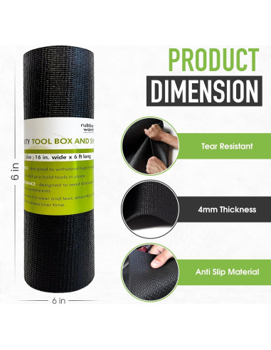 Alfombrilla Antideslizante Rubber Sheet 40x183 cm PVC Negro