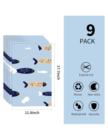 9 Alfombrillas para Refrigerador Babyfond, Antideslizantes, 44.9x30 cm